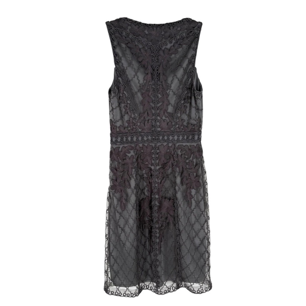 Sue Wong Cocktail Dress Womens Size 4 Gray Sheer Mesh Lace Embroidery Lined - Picture 5 of 10